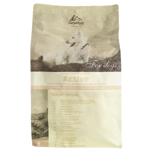 Сухой корм для собак Carpathian Pet Food Active с курицей и лососем, 3 кг