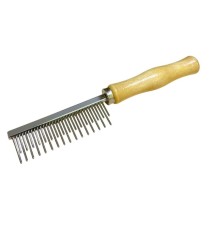 Гребінець Ginger Pro P1432 металевий з дерев'яною ручкою 2,9*17,5 см