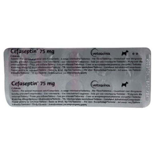 Цефасептин 75 мг Vetquinol антибактериальный препарат для кошек и собак, 10 табл
