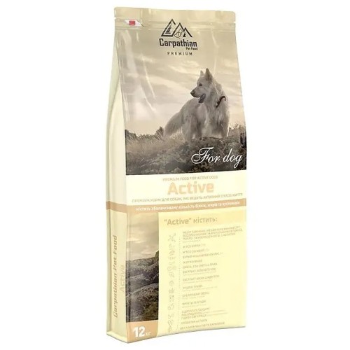 Сухий корм для активних собак усіх порід Carpathian Pet Food Active, 12 кг