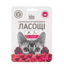 Ласощі для котів 100 Лапок вітамінізовані у формі сердечка зі смаком м’яса, 100 штук (35 г)