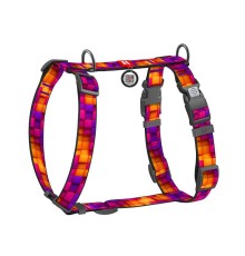 Шлея для собак анатомічна H-подібна WAUDOG Nylon з QR-кодом, малюнок "Куби 3Д"