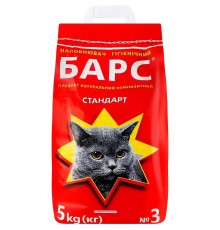 Наполнитель для кошачьего туалета Барс №3 стандарт, бентонитовый (0,9-3,8 мм) с ароматом, 5 кг
