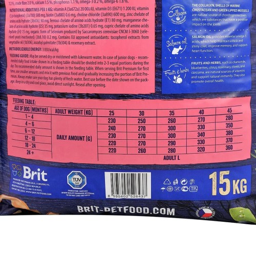 Сухий корм для цуценят великих порід Brit Premium Dog Junior L з куркою, 15 кг