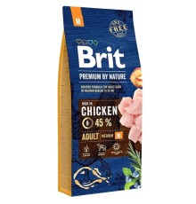 Сухой корм для собак средних пород 10-25 кг. Brit Premium Dog Adult М с курицей, 1 кг (весовой)
