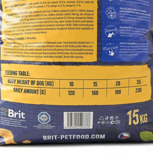 Сухий корм для собак середніх порід 10-25 кг Brit Premium Dog Adult М з куркою, 15 кг