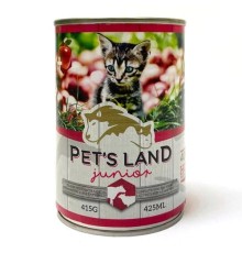 Вологий корм PET'S LAND JUNIOR для кошенят з яловичиною та ягням 415 г