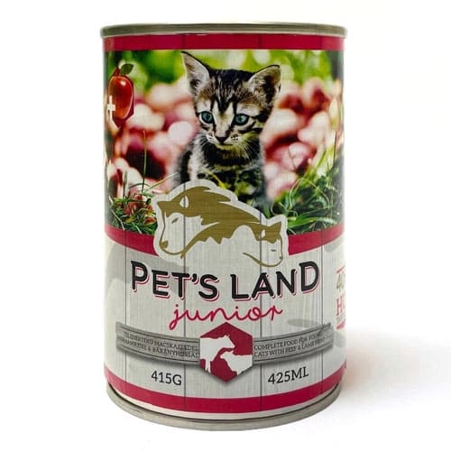 Вологий корм PET'S LAND JUNIOR для кошенят з яловичиною та ягням 415 г