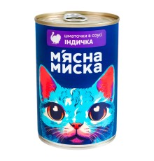 Влажный корм для кошек Мясная миска кусочки в соусе с индейкой, 415 г