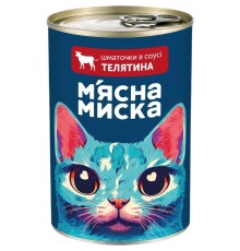 Влажный корм для кошек Мясная миска кусочки в соусе с телятиной, 415 г