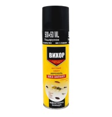 Дихлофос Вихор без запаху для знищення тарганів, мух, мурах, жовтий, 550 мл