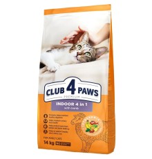 Сухий корм Club 4 Paws Premium 4 в 1 для дорослих котів, що живуть у приміщенні, з ягням, 14 кг