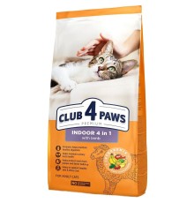 Сухой корм Club 4 Paws Premium 4 в 1 для взрослых кошек, живущих в помещении, с ягненком, 1 кг (весовой)