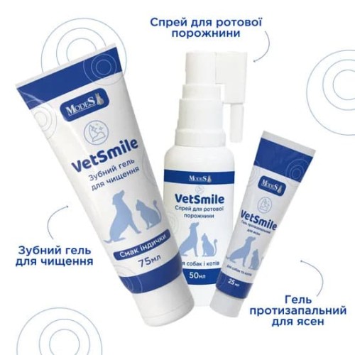 Ветсмайл (VetSmile) Modes гель протизапальний для ясен (для собак та котів), 25 мл
