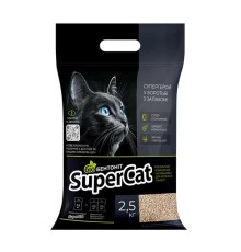 Рослинний наповнювач SuperCat Біобетоніт комкуючий для котячих туалетів 2,5 кг