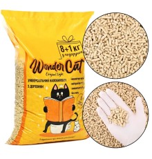 Деревний наповнювач WonderCat light – натуральний, екологічний, безпечний для котів, гризунів і птахів, 9 кг