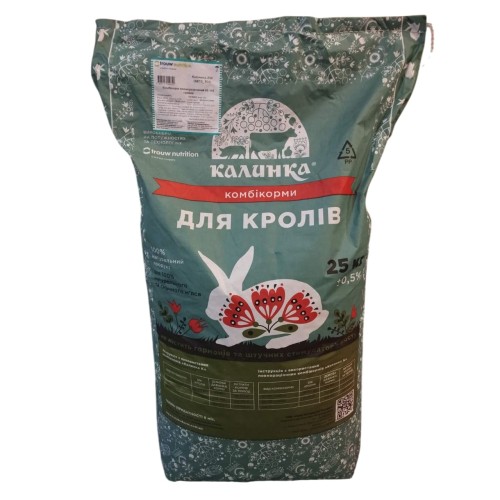 Комбикорм Калинка гровер полнорационный для кроликов (от 60 до 110 дней) 6810 100% готовый корм, 25 кг