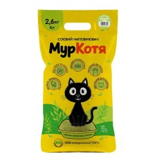Соєвий наповнювач для котів у лоток (туалет) МурКотя зелений чай, 2,6 кг/6 л (тофу)