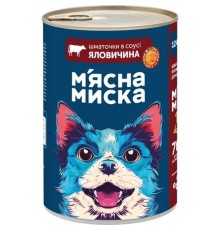 Вологий корм для дорослих собак М'ясна Миска шматочки в соусі яловичина з овочами для дорослих собак, 1.24 кг