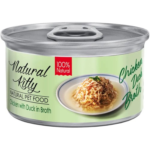 Вологий корм для котів Natural Kitty Broth Series у бульйоні з куркою та качкою, 80 г
