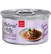 Вологий корм для котів Natural Kitty Broth Series у бульйоні з тунцем та кальмарами, 80 г