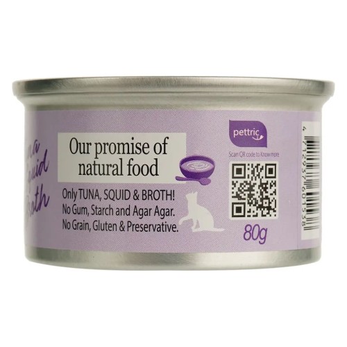 Вологий корм для котів Natural Kitty Broth Series у бульйоні з тунцем та кальмарами, 80 г