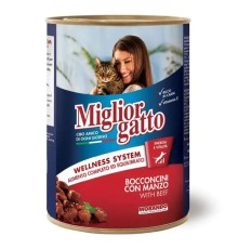 Вологий корм Migliorgatto для котів шматочки з яловичиною, 405 г