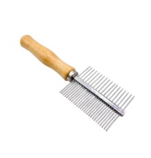 Гребінець Ginger Pro PI1431 металевий дерев'яна ручка двосторонній 5,2 х17,2 см