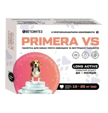 Таблетка Primera VS против внешних и внутренних паразитов 1,6 г для собак весом от 10 до 20 кг, 1 шт Ветсинтез