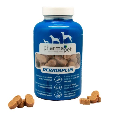 Pharma Pet Dermaplus - додатковий корм для собак у таблетках: куркума і болдо при випадінні шерсті, 235 г