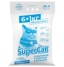 Наповнювач для туалету Collar SuperCat Стандарт деревний, 6+1 кг (синій) 24 л