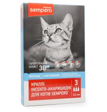Краплі на холку Vitomax Sempero від бліх і кліщів для котів від 2-х кг, 0,5 мл, 1 піпетка