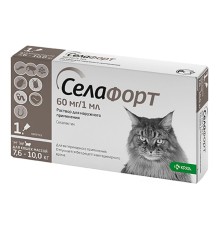 Селафорт капли от блох клещей и гельминтов для кошек весом 7,6-10 кг, 1 пипетка