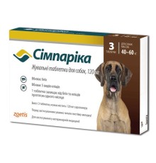 Сімпаріка жувальні таблетки від бліх і кліщів для собак 40-60 кг, 1 таблетка