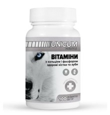 Вітаміни для собак Unicum Premium здорові кістки і зуби, 100 таблеток 100 г