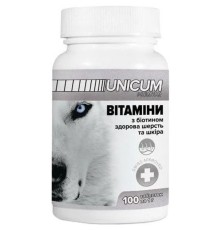 Вітаміни для собак Unicum Premium здорова шерсть і шкіра, 100 таблеток 100 г