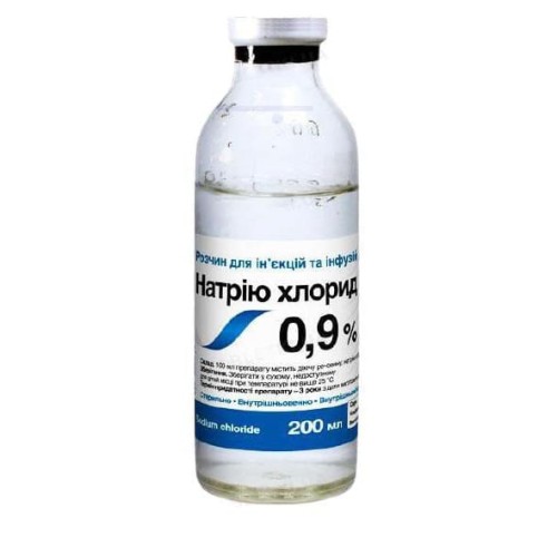 Натрію хлорид 0,9% (ДЛЯ ТВАРИН) розчин, 200 мл