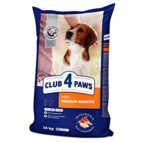 Сухий корм Club 4 Paws Adult Medium Breeds для собак середніх порід щодня, 14 кг