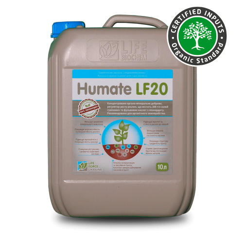 Добриво Гумат LF20 (Humate LF20) - концентрований розчин солей гумінових і фульвових кислот з амінокислотами для обробки насіння і позакореневого підживлення, антистресант, BIOCHEM, 10 л